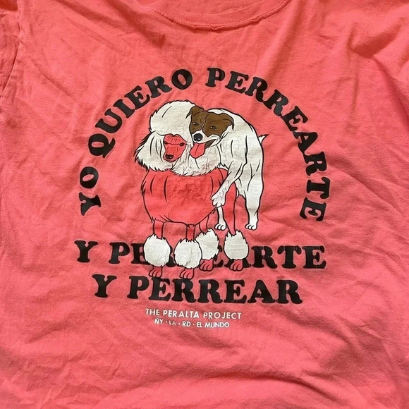 Peralta Project Dog Lovers Gorgeous coral cotton tee shirt - Picture 6 of 10